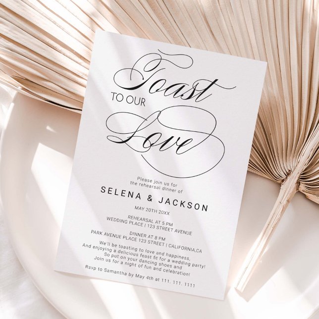 Toast Love black white wedding rehearsal dinner Invitation (Creator Uploaded)