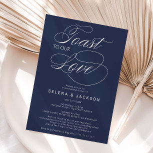 Toast Love navy blue wedding rehearsal dinner Invitation