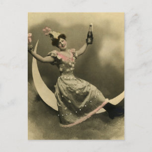 Toast of Champagne on a Crescent Moon Postcard