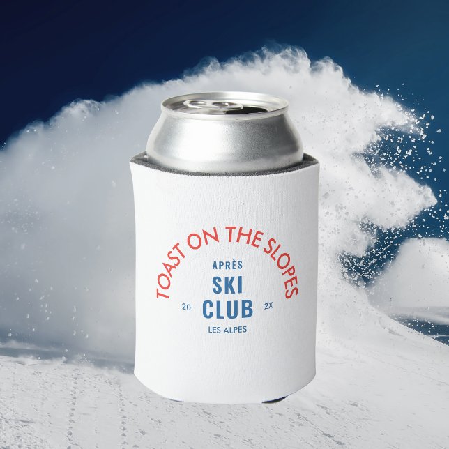 Toast On The Slopes Après Ski Club Red & Blue Can Cooler (Creator Uploaded)