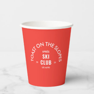 Toast On The Slopes Après Ski Club Retro Red Paper Cups