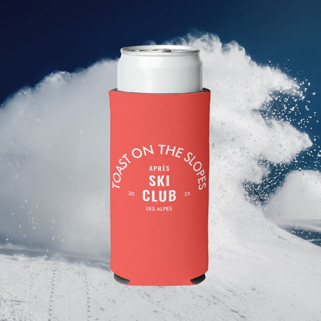 Toast On The Slopes Après Ski Club Retro Red Seltzer Can Cooler (Creator Uploaded)