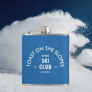 Toast On The Slopes Après Ski Club Sky Blue Hip Flask