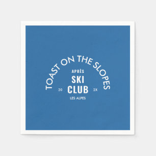 Toast On The Slopes Après Ski Club Sky Blue Napkin