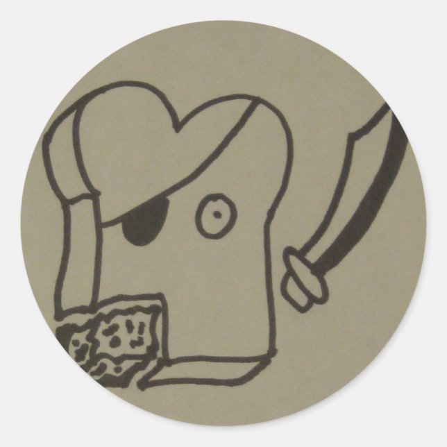 toast pirate classic round sticker (Front)