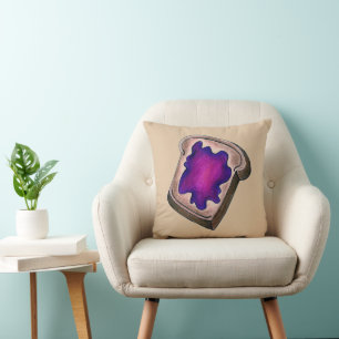 Toast Purple Grape Jam Jelly Breakfast Food Cushion