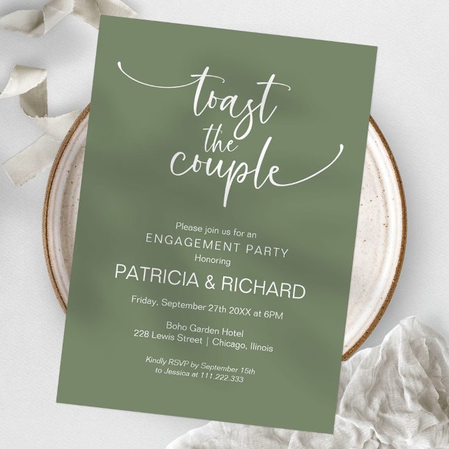Toast The Couple Chic Calligraphy Engagement Party Invitation (Creator Uploaded)