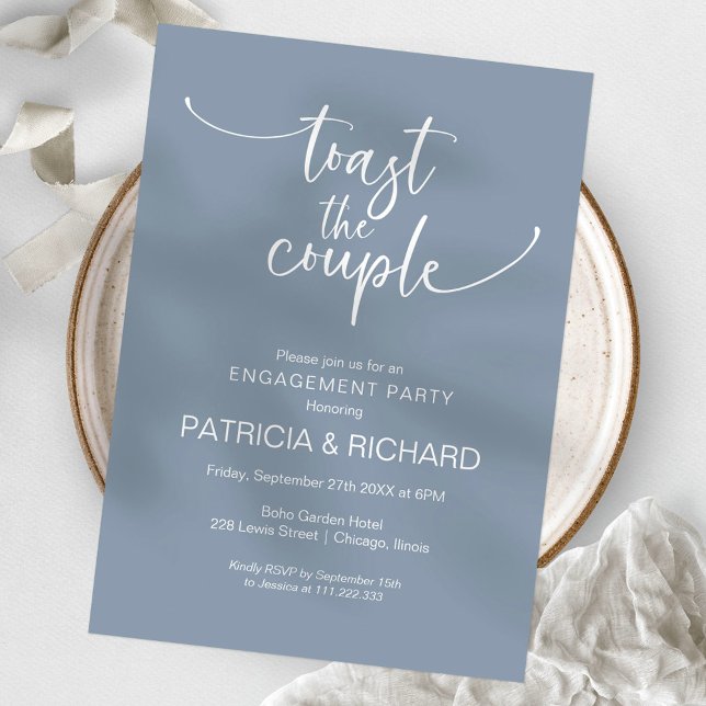 Toast The Couple Chic Calligraphy Engagement Party Invitation (Creator Uploaded)