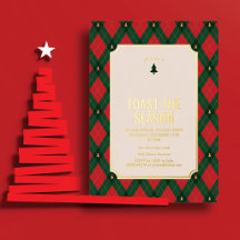 Toast The Season Red Green Plaid Holiday Gold