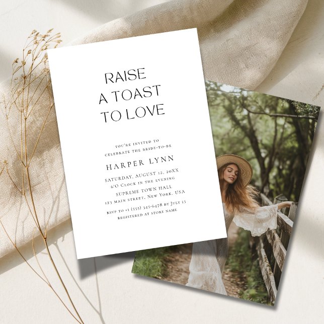 Toast to Love Rustic Boho Bridal Shower Photo Invitation (Creator Uploaded)