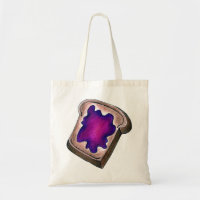 Toast w/ Grape Jelly Jam Breakfast Food Tote