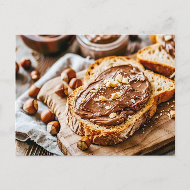 Toasted Bread with Creamy Chocolate Hazelnut Sprea Holiday Postcard (Front)