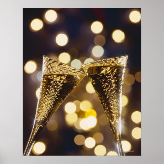 Toasted champagne flute, close-up poster