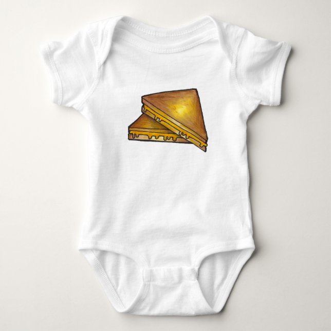 Toasted Grilled Cheddar Cheese Sandwich Foodie Baby Bodysuit (Front)