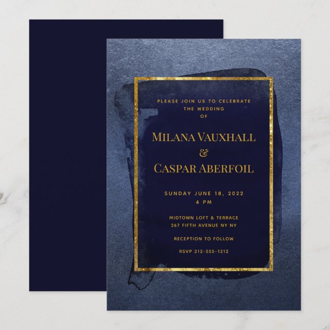 Toasted Navy & Deep Gold Wedding & Party Invitation (Front/Back)