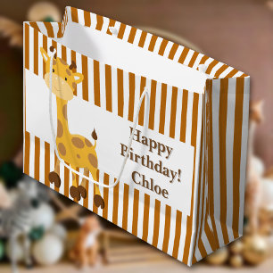 Toasted Orange-White Stripes•Custom Large Gift Bag
