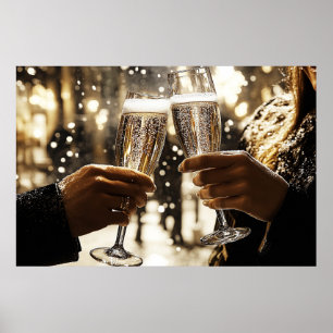 Toasting a happy date poster