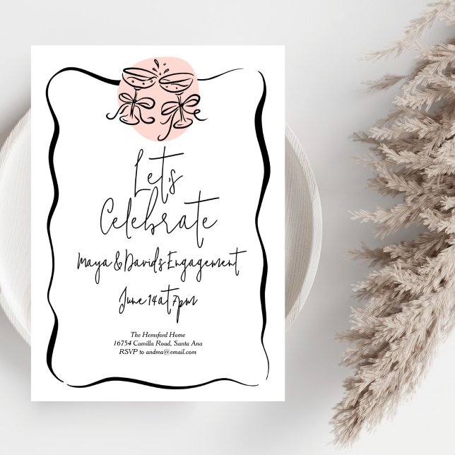 Toasting Doodle Engagement Party Invitation (Creator Uploaded)
