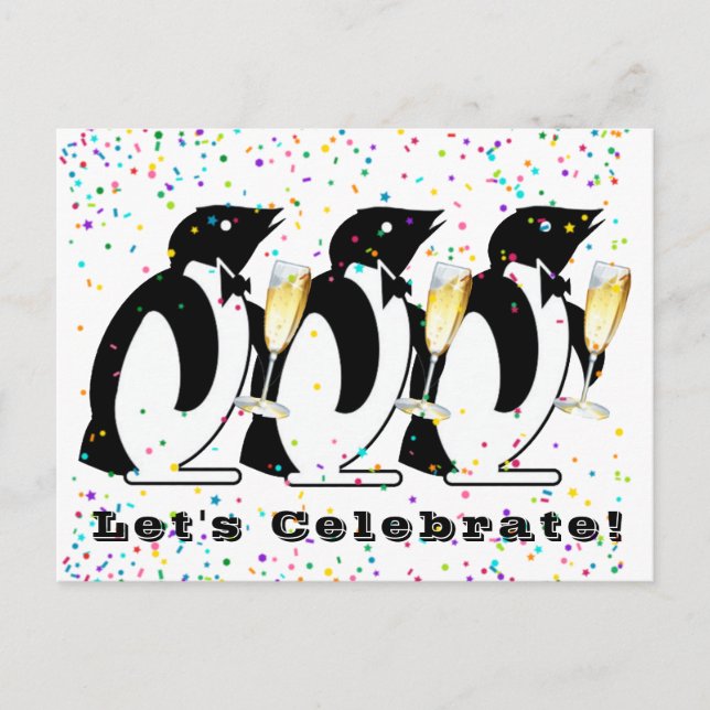 Toasting Penguins Celebrate Postcard (Front)