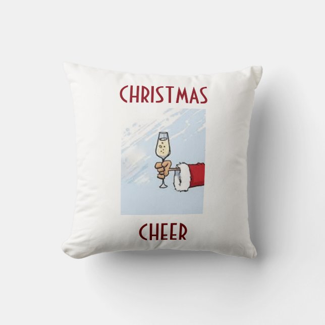 "TOASTING SANTA" CHRISTMAS HOLIDAY TOSS PILLOW (Front)