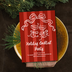Toasting Stripes Holiday Cocktails Invitation
