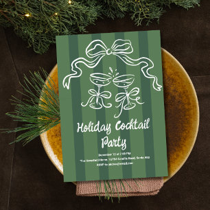 Toasting Stripes Holiday Cocktails Invitation