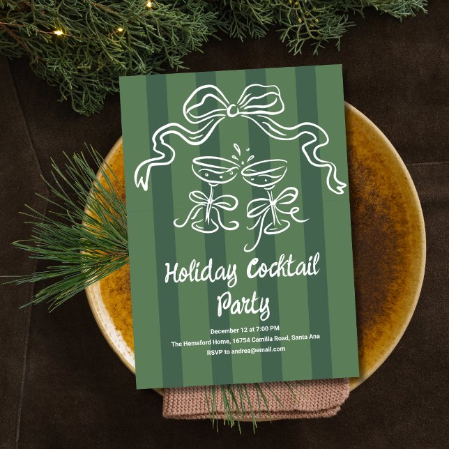 Toasting Stripes Holiday Cocktails Invitation (Creator Uploaded)