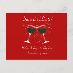 Toasting Wine Glasses Cheers Save The Date Invitation Postcard