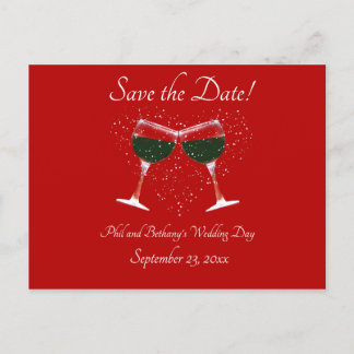 Toasting Wine Glasses Cheers Save The Date Invitation Postcard