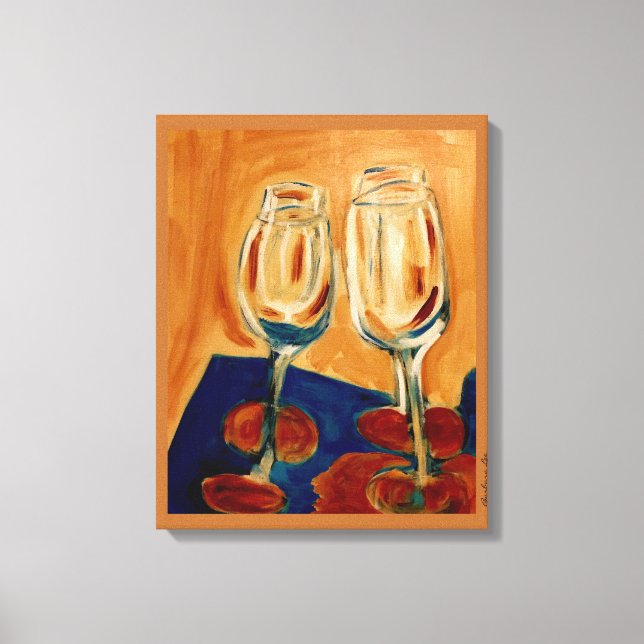 Toasting with Four Wine Glasses Canvas Print (Front)