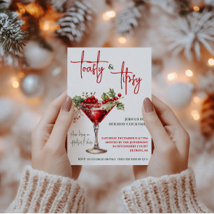 Toasty & Tipsy, Martini, Holiday Cocktail Party Invitation