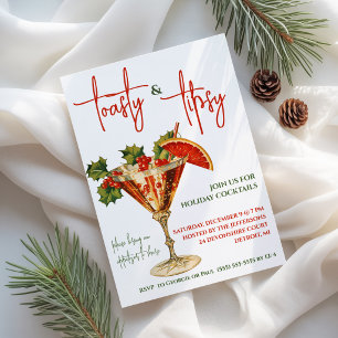 Toasty & Tipsy, Martini, Holiday Cocktail Party Invitation