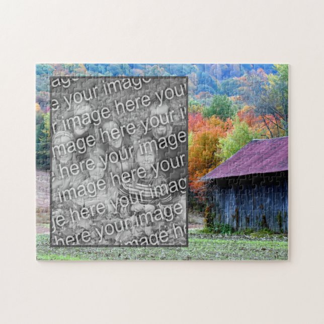 Tobacco Barn Autumn Foliage Add Your Photo Jigsaw Puzzle (Horizontal)