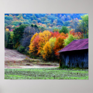 Tobacco Barn Fall Foliage Nature Orton Art Poster