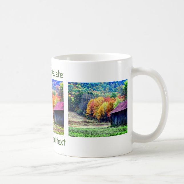Tobacco Barn Fall Foliage Nature Photography Coffee Mug (Right)