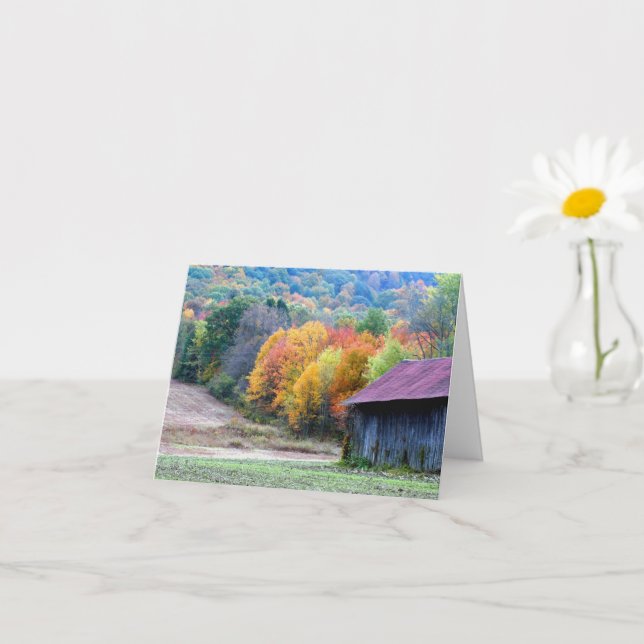 Tobacco Barn Fall Leaves Personalised Note Card (Small Plant)