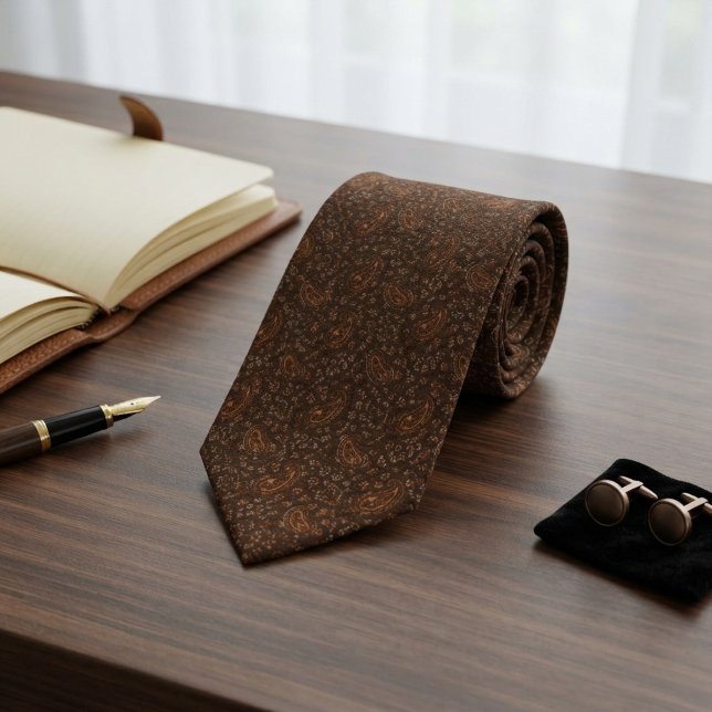 Tobacco Brown Burnt Copper Micro Paisley Heritage  Tie (Creator Uploaded)