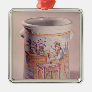 Tobacco pot depicting a tobacconist metal tree decoration