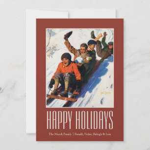 Tobagganing Holiday Card