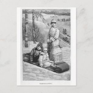 Tobagonning Vintage Victorian Christmas Greetings Holiday Postcard