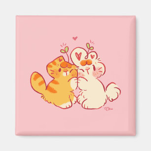 Tobi & Tansy Hug - Cute Cat & Bunny Magnet