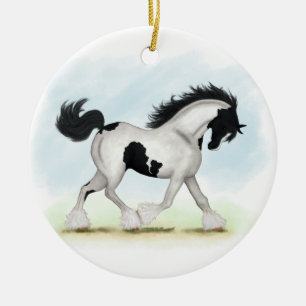 Tobiano Gypsy Vanner Horse Ceramic Tree Decoration