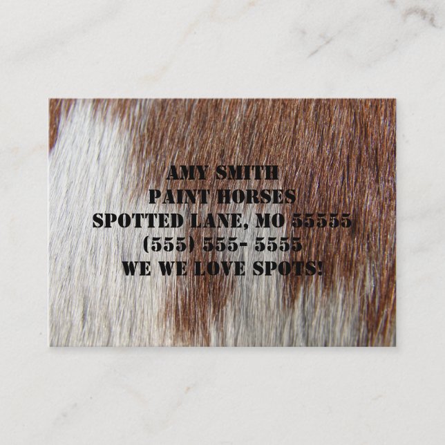 Tobiano Paint Horse Pattern Business Card (Front)