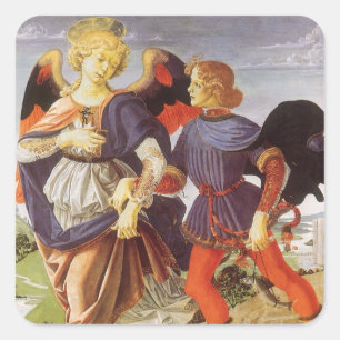Tobias and the Angel by Andrea del Verrocchio Square Sticker