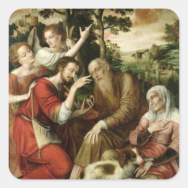 Tobias Curing his Father's Blindness, 1563 Square Sticker (Front)
