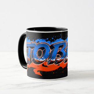 Tobias First Name Name Graffiti blue orange Mug