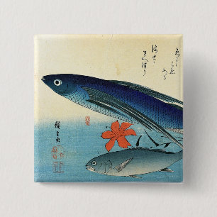 Tobiuo & Ishimochi - Colourful Japanese Fish Print 15 Cm Square Badge