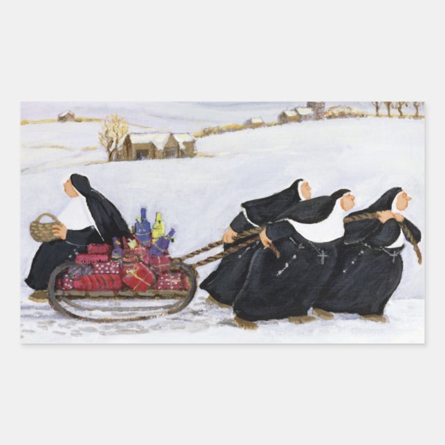 Tobogganing  2 rectangular sticker (Front)