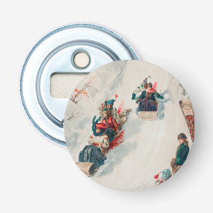"Tobogganing", Chromolithograph, Louis Prang & Co. Bottle Opener
