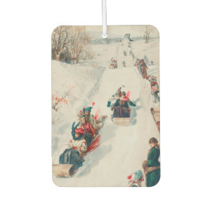 "Tobogganing", Chromolithograph, Louis Prang & Co. Car Air Freshener